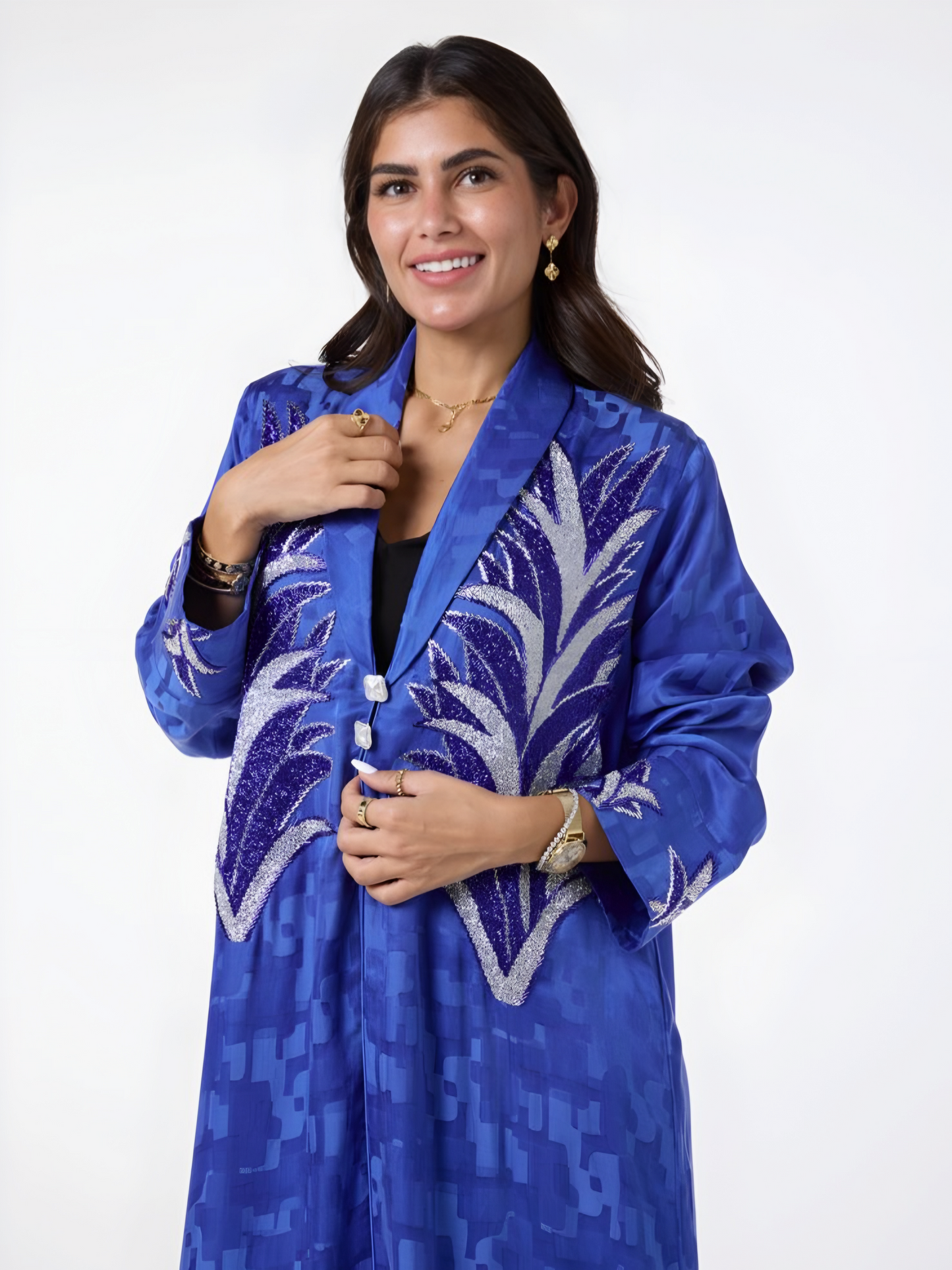 Midnight Blue Hand-Embroidered Premium Abaya