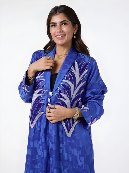 Midnight Blue Hand-Embroidered Premium Abaya