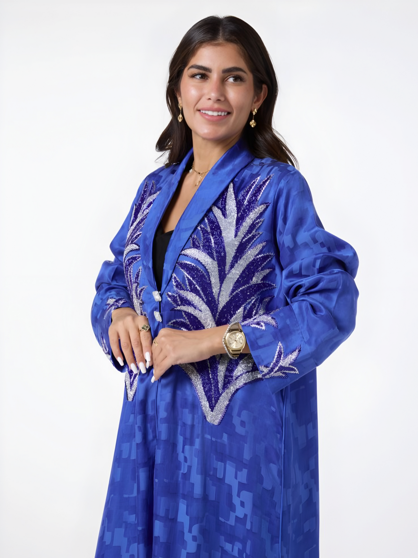 Midnight Blue Hand-Embroidered Premium Abaya