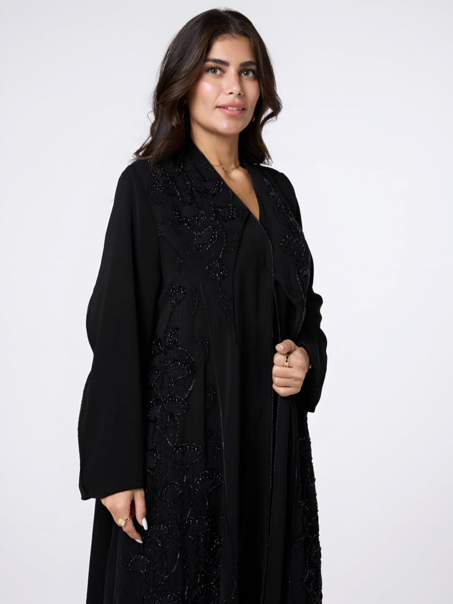 Elite Black Hand-Embroidered Abaya – Luxury Modest Wear